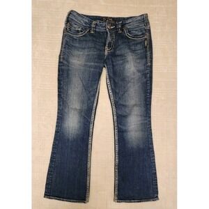 Silver Jeans Bootcut Suki Surplus Women's 29‎ Embroidered Distressed Blue Wash